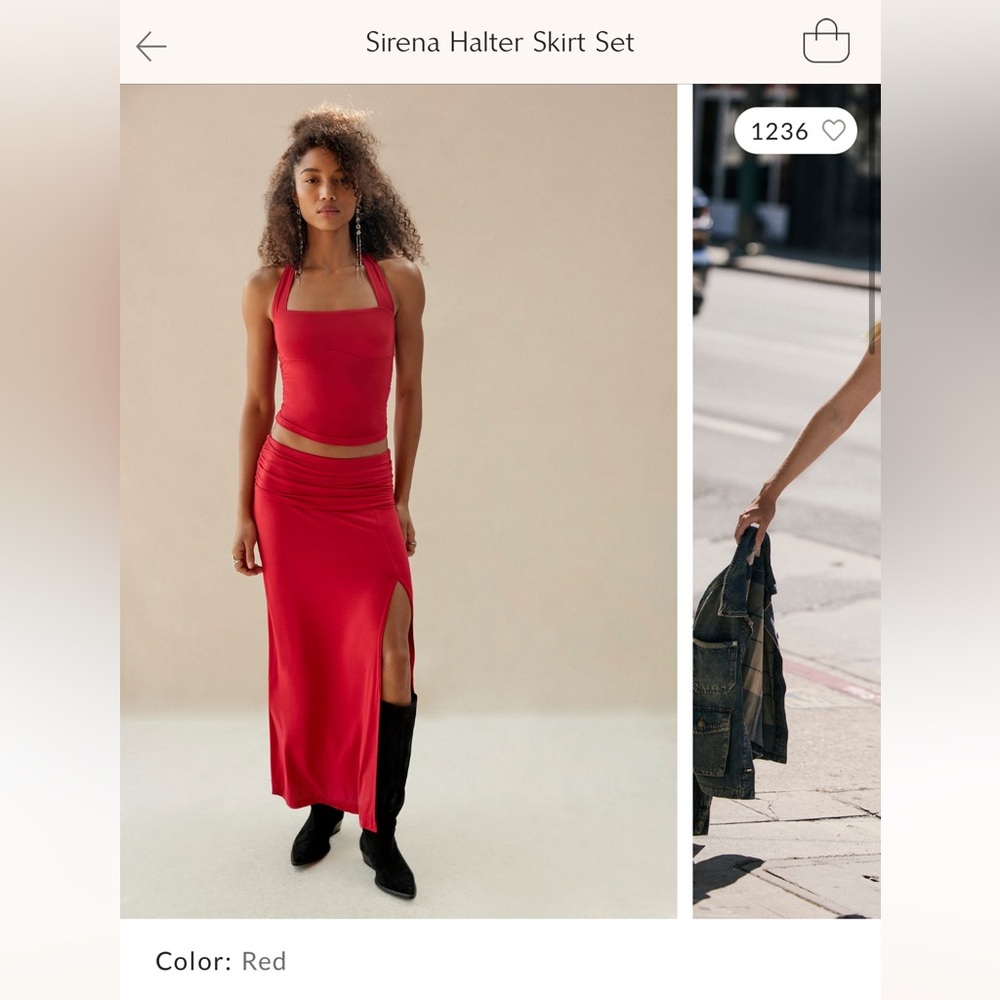 Free People Sirena Halter Skirt Set in red!